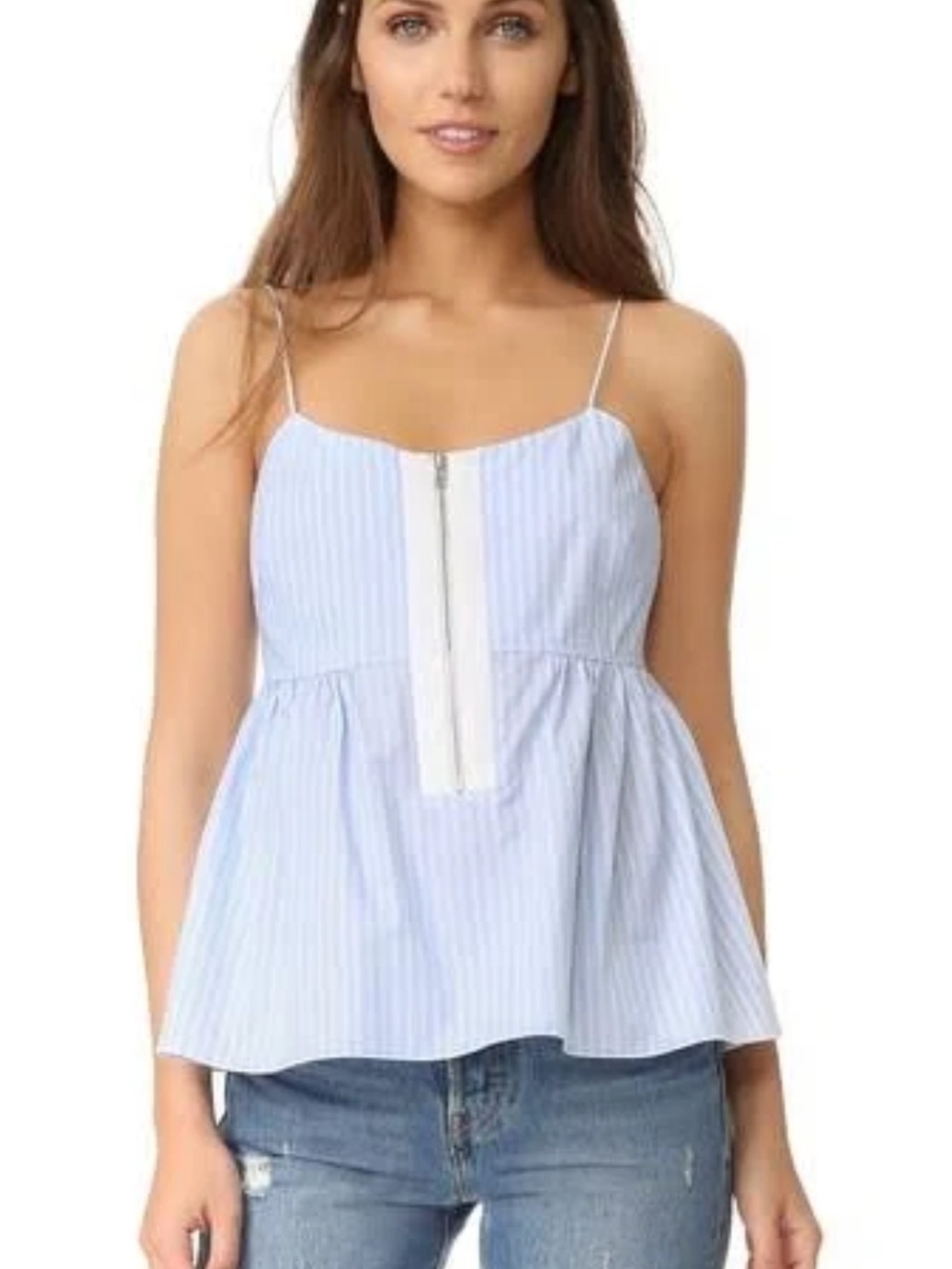 Elizabeth and James Blue and White Striped Poplin Tank Eloise XS